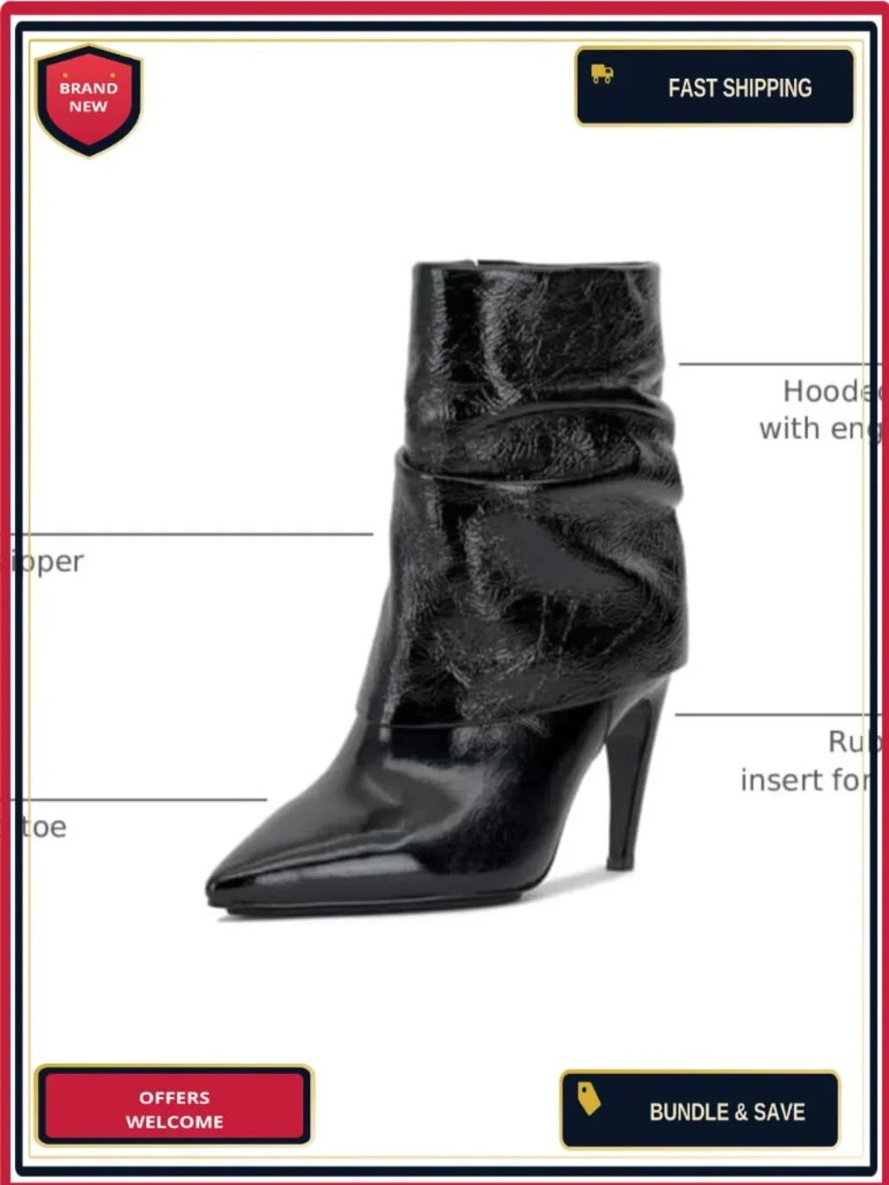Leather Ankle Bootie Stiletto Heel Zipper Closure Pointed Toe